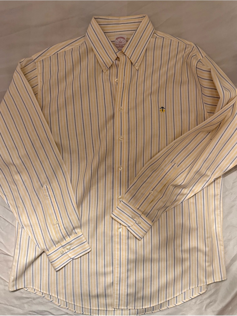 Brooks Brothers Yellow Striped Button-Down Dress Shirt